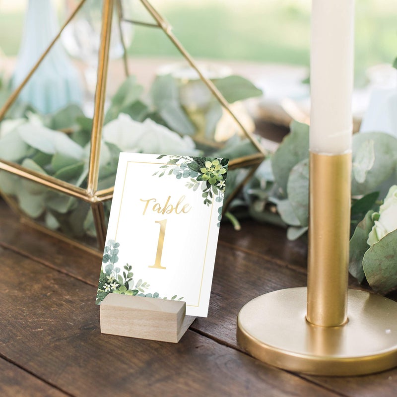 Canopy Street Lush Greenery Wedding Table Numbers / 28 Elegant Wedding Reception Table Number Cards / 4" x 6" Flat Faux Gold Anniversary Event Table Organization/Made In The USA - Image 3